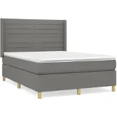Syfax Cama box spring con colchón tela gris oscuro 140x200 cm