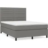 Syfax Cama box spring con colchón tela gris oscuro 140x200 cm
