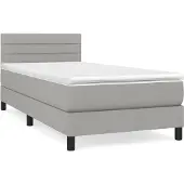 Syfax Cama box spring con colchón tela gris claro 100x200 cm