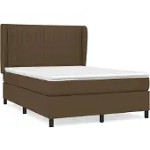 Syfax Cama box spring con colchón tela marrón oscuro 140x190 cm
