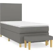 Syfax Cama box spring con colchón tela gris oscuro 100x200 cm