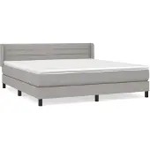 Syfax Cama box spring con colchón tela gris claro 180x200 cm