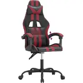Syfax Silla gaming cuero sintético negro y rojo vino tinto