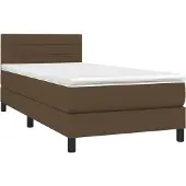 Syfax Cama box spring con colchón tela marrón oscuro 100x200 cm