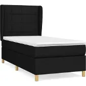 Syfax Cama box spring con colchón tela negro 100x200 cm