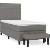 Syfax Cama box spring con colchón tela gris oscuro 90x200 cm