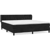 Syfax Cama box spring con colchón terciopelo negro 160x200 cm