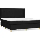 Syfax Cama box spring con colchón tela negro 180x200 cm