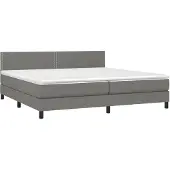 Syfax Cama box spring con colchón tela gris oscuro 200x200 cm