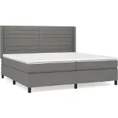 Syfax Cama box spring con colchón tela gris oscuro 200x200 cm