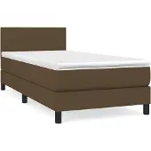 Syfax Cama box spring con colchón tela marrón oscuro 100x200 cm
