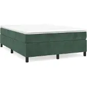 Syfax Cama box spring con colchón terciopelo verde oscuro 140x190 cm