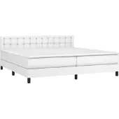 Syfax Cama box spring con colchón cuero sintético blanco 200x200 cm