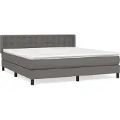 Syfax Cama box spring con colchón cuero sintético gris 180x200 cm