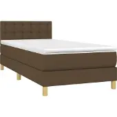 Syfax Cama box spring con colchón tela marrón oscuro 100x200 cm