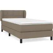 Syfax Cama box spring con colchón tela gris taupe 100x200 cm