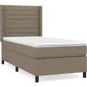 Syfax Cama box spring con colchón tela gris taupe 90x200 cm