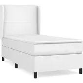 Syfax Cama box spring con colchón cuero sintético blanco 90x190 cm