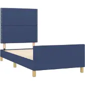 Syfax Estructura de cama sin colchón tela azul 100x200 cm
