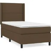 Syfax Cama box spring con colchón tela marrón oscuro 90x190 cm
