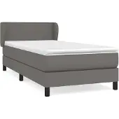 Syfax Cama box spring con colchón cuero sintético gris 90x200 cm