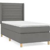 Syfax Cama box spring con colchón tela gris oscuro 80x200 cm