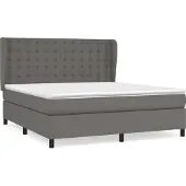 Syfax Cama box spring con colchón cuero sintético gris 160x200 cm