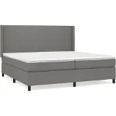 Syfax Cama box spring con colchón tela gris oscuro 200x200 cm