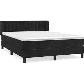 Syfax Cama box spring con colchón terciopelo negro 140x190 cm