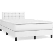 Syfax Cama box spring con colchón cuero sintético blanco 120x200 cm