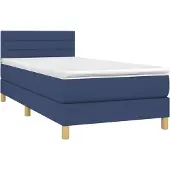 Syfax Cama box spring con colchón tela azul 80x200 cm