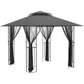 Syfax Cenador con paredes acero gris antracita 300x300x270 cm