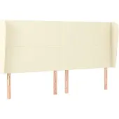 Syfax Cabecero con orejas cuero sintético crema 203x23x118/128 cm