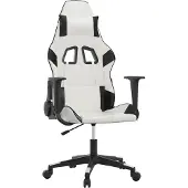 Syfax Silla gaming de masaje cuero sintético blanco y negro