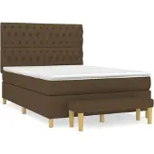 Syfax Cama box spring con colchón tela marrón oscuro 140x200 cm