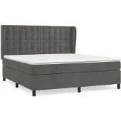 Syfax Cama box spring con colchón terciopelo gris oscuro 160x200 cm
