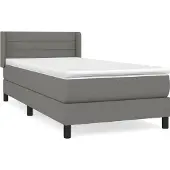 Syfax Cama box spring con colchón tela gris oscuro 100x200 cm