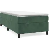 Syfax Cama box spring con colchón terciopelo verde oscuro 90x200 cm