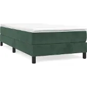 Syfax Cama box spring con colchón terciopelo verde oscuro 100x200 cm