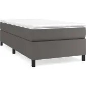 Syfax Cama box spring con colchón cuero sintético gris 90x190 cm