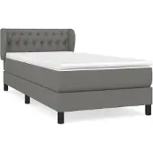 Syfax Cama box spring con colchón tela gris oscuro 90x200 cm