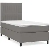 Syfax Cama box spring con colchón tela gris oscuro 80x200 cm