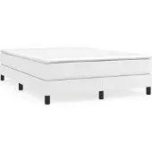 Syfax Cama box spring con colchón cuero sintético blanco 140x200cm
