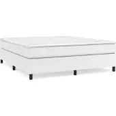 Syfax Cama box spring con colchón cuero sintético blanco 160x200 cm