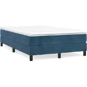 Syfax Cama box spring con colchón terciopelo azul oscuro 120x200 cm