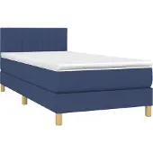 Syfax Cama box spring con colchón tela azul 90x200 cm