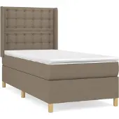 Syfax Cama box spring con colchón tela gris taupe 90x190 cm