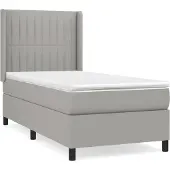Syfax Cama box spring con colchón tela gris claro 90x190 cm