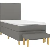Syfax Cama box spring con colchón tela gris oscuro 90x200 cm