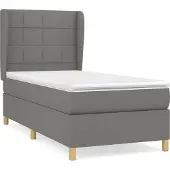 Syfax Cama box spring con colchón tela gris oscuro 100x200 cm